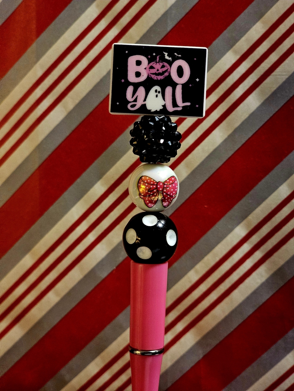 Halloween Boo Y'all Pen with Black and White Beads